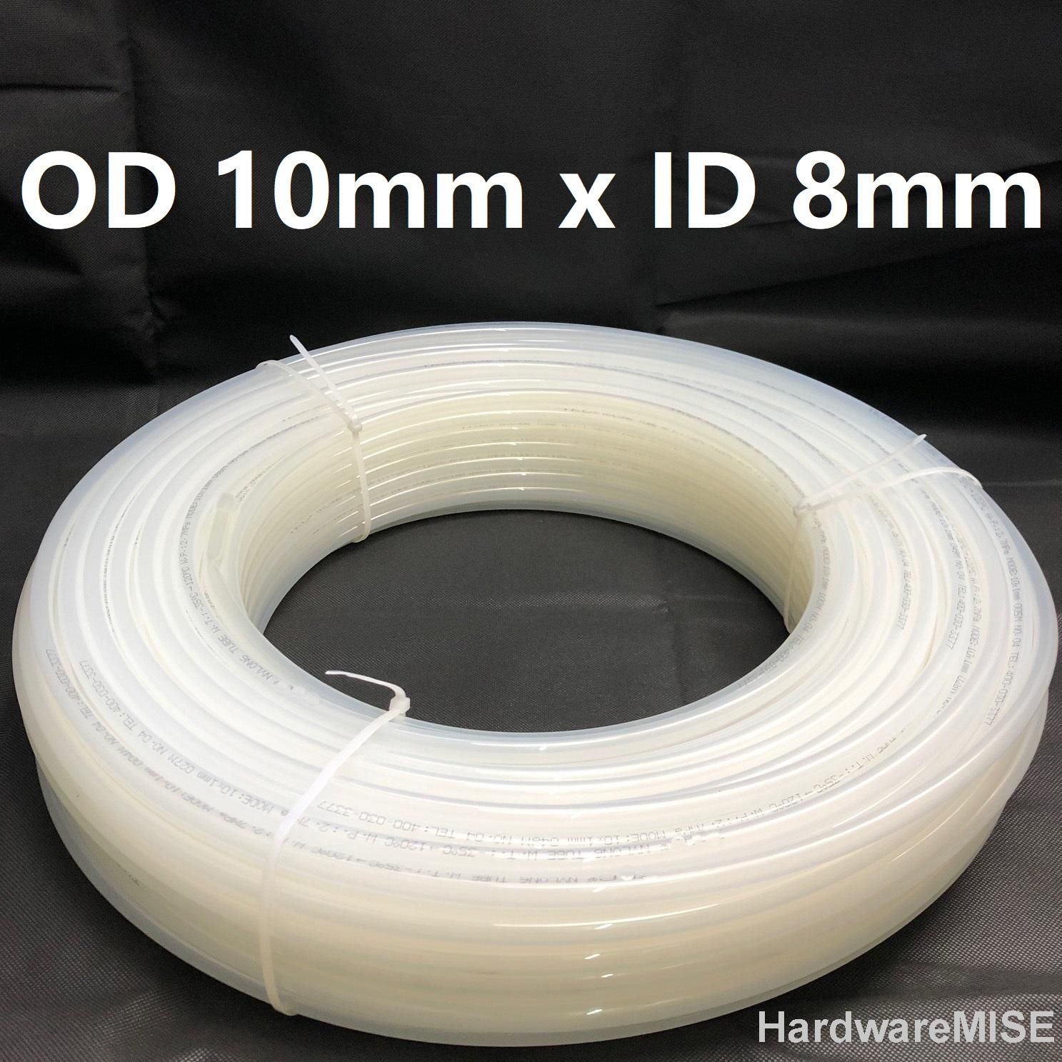 Hardwaremise Nylon Tube 10mm x 8mm High Pressure White Pneumatic Air Hose