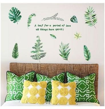 ملصق جداري بتصميم أوراق نباتات بطابع أوروبي متعدد الألوان