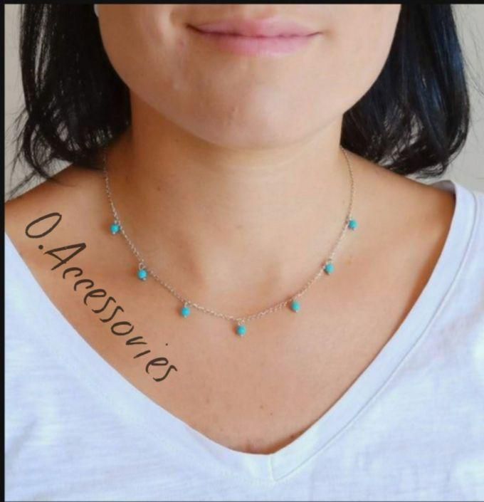 O Accessories Necklace Chain Silver Metal ,turquoise Stones