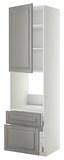 METOD / MAXIMERA High cabinet f oven+door/2 drawers, white/Bodbyn grey, 60x60x220 cm - IKEA