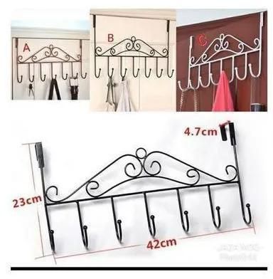 Genric Black Over The Door Hanger.- 7 Hooks,Portable, very stylish and elegant. Can be used to hang items like Aprons, cloths, house keys, bags etc. Durable and it's offered at a l