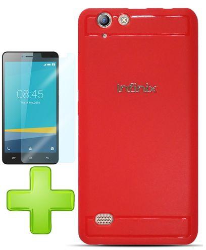 Speeed TPU Gel Case for Infinix Hot 3 X554 - Red + Glass Screen Protector