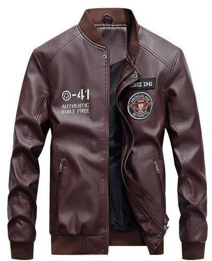 Quality Men's Leather Weather Jacket -Casual/Business Men Leather Jacket -DARK BROWN