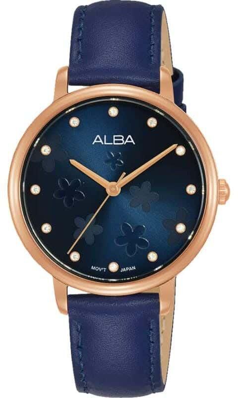 Get Alba AH8856X1 Analog Casual Watch, Leather Strap, For Women - Navy Gold with best offers | Raneen.com