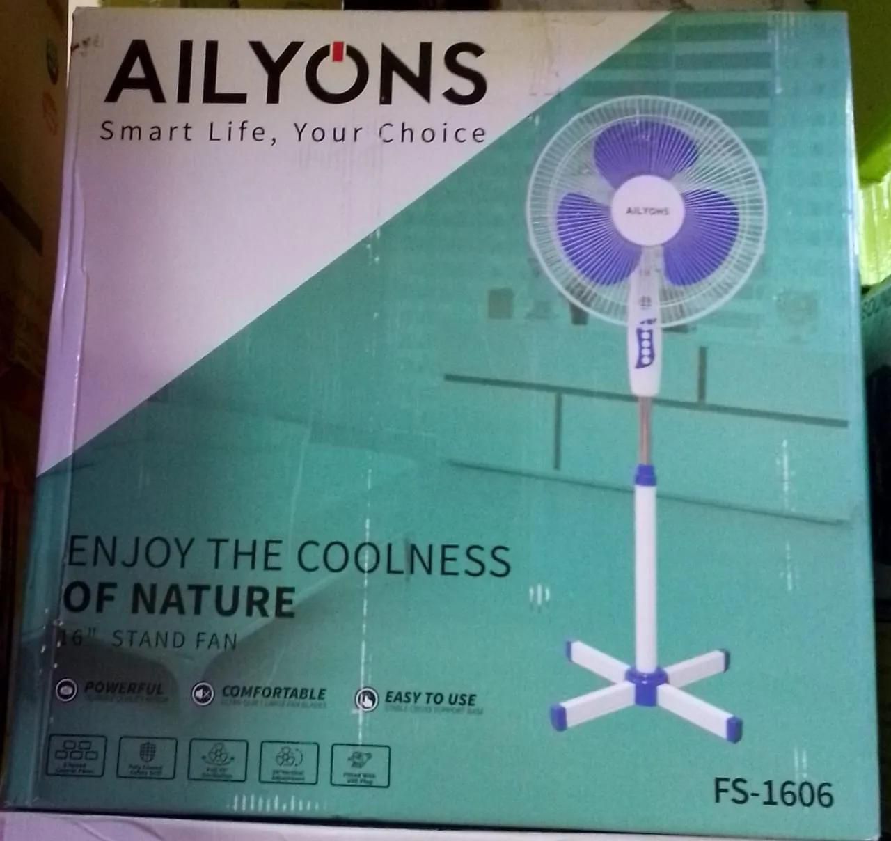 [ SUPER SALE ] AILYONS 16” Inch Stand Fan – White. 5 Speed control panel -Supper quiet motor  -Poly coated safety grill  -Full 90 oscillation