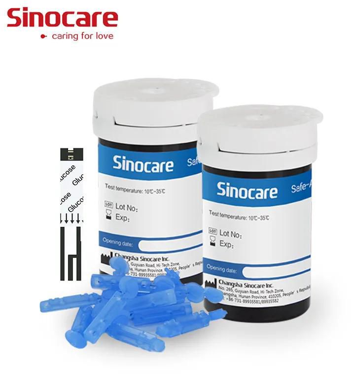 Sinocare 50pcs Safe-Accu Blood GlucoseTest Strips and Lancets for Diabetes with Nice Expiry Date