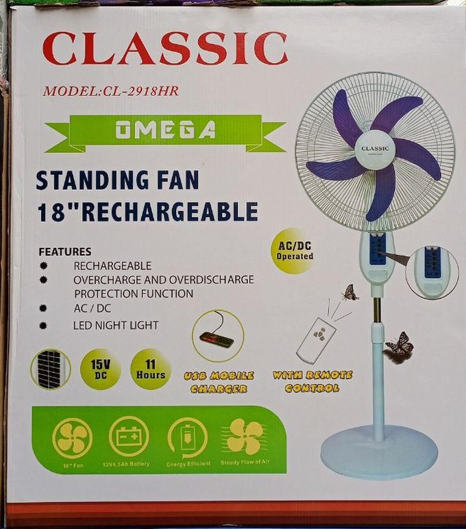 Rechargeable Fan 18'' With Solar Port, USB Port And Remote