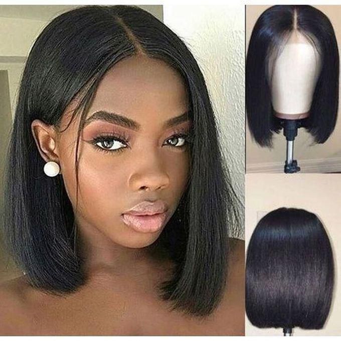 14" Silky Bob Wig With Middle Part Closure