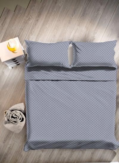 Duvet Cover - With Pillow Cover 50X75 Cm, Comforter 200X200 Cm, - For Queen Size Mattress - Grey 100% Cotton Percale - 180 Thread Count