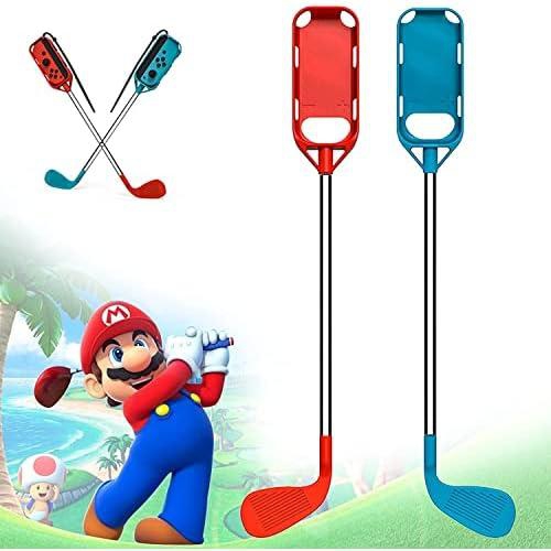 Golf Club for Mario Golf Switch, Golf Game Controller Accessories for Mario Golf Super Rush with Wrist Strap, Golf Left/Right Handle Game Accessories, for Switch Mario Game and All Ages (Transparent)