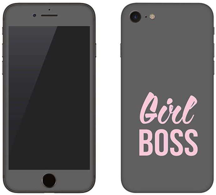 Vinyl Skin Decal For Apple iPhone 7 Girl Boss (Grey)