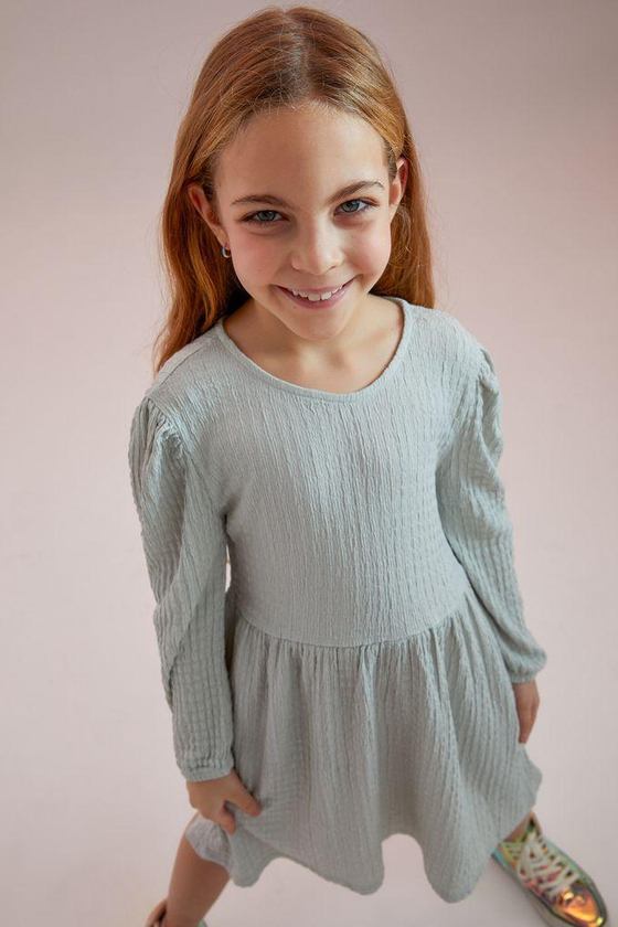 Defacto Girl Regular Fit Long Sleeve Knitted Dress - Beige