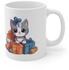 Cute Grey Kitten Animal With Gifts Mug مج مطبوع