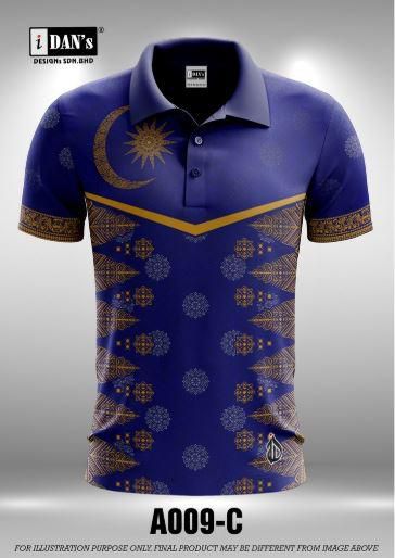A009 Batik Songket Sublimation Polo Collar T-shirt - 10 Sizes (As Picture)