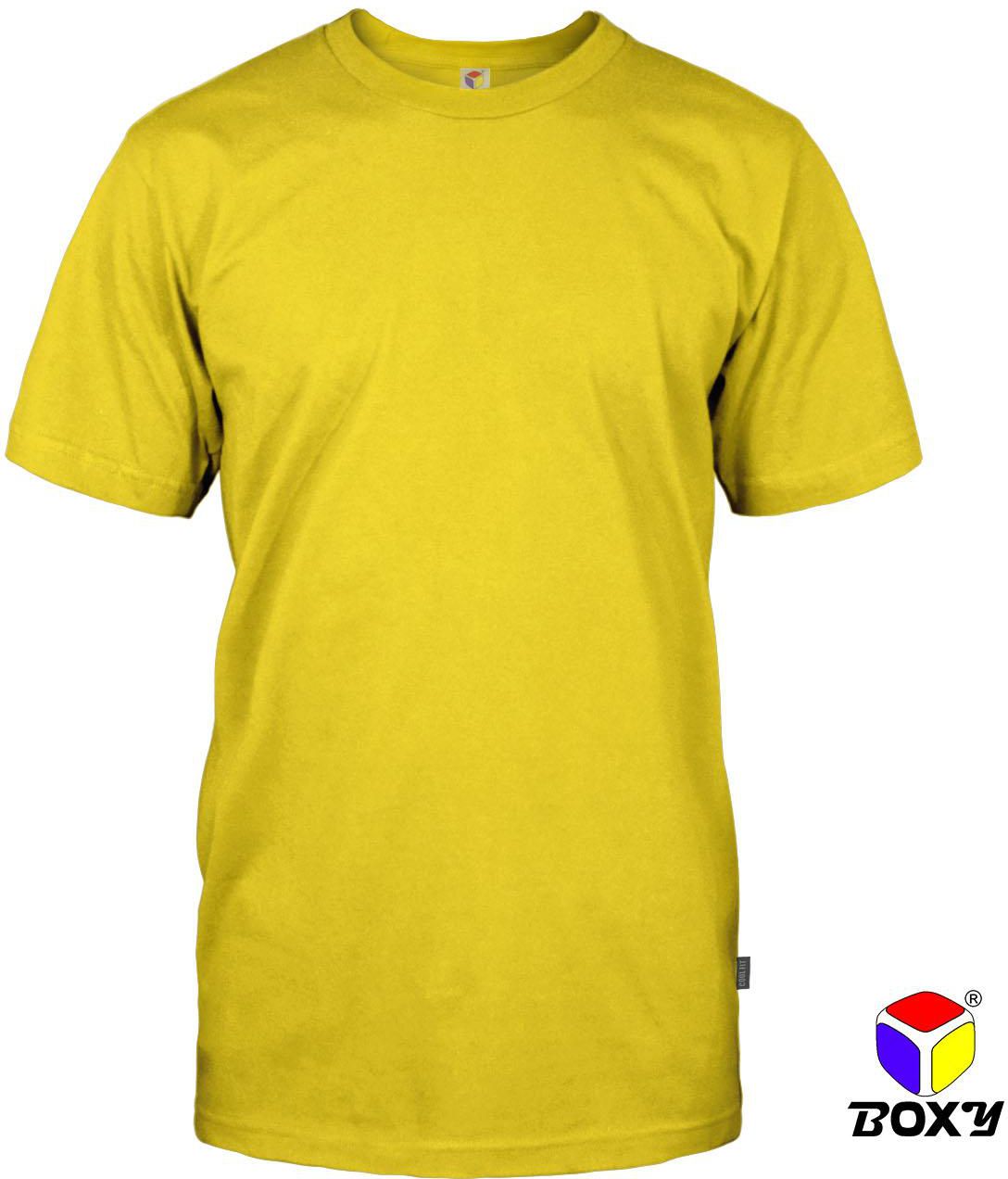 Boxy Microfiber Round Neck Plain T-shirt - 7 Sizes (Yellow)