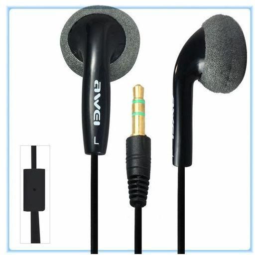 Universal Design Awei ES10 1.2m Cable Length In-ear Earphone For Mobile Phone Tablet PC Noise Isolating Hi-definition Technology Black
