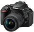 كاميرا نيكون رقمية بعدسة أحادية عاكسة سوداء طراز D5600 مع عدسة AF-P مقاس 18-55 مم وخاصية تقليل الاهتزاز+ عدسة AF-P مقاس70-300 مم.