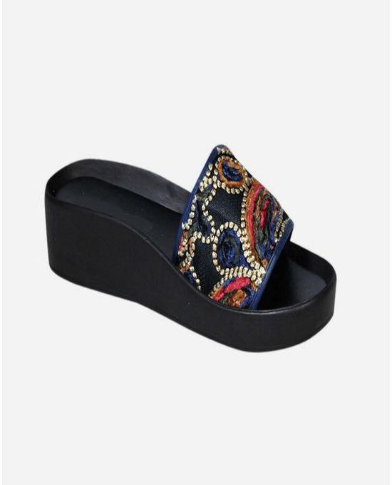 Club Shoes Patterned Slipper - Navy Blue