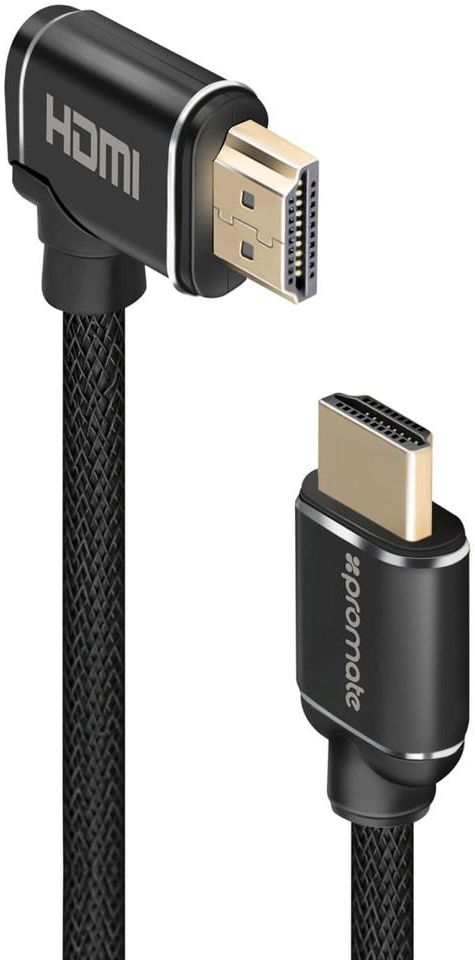 Promate HDMI Cable, High-Speed 90 Degree Right-Angle 4K HDMI 3M Cable with 3D Video Support and 24K Gold Plated Connectors for HDTVs Projectors, Computers, LED TV, and game consoles, ProLink4K1-300