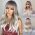 Long Ombre Gray Blonde Wave Wig With Bangs Dark Roots Curly Wig For Women