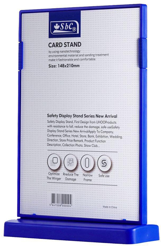 Vertical Sign Holders with Base, A5 Size, Blue Blue
