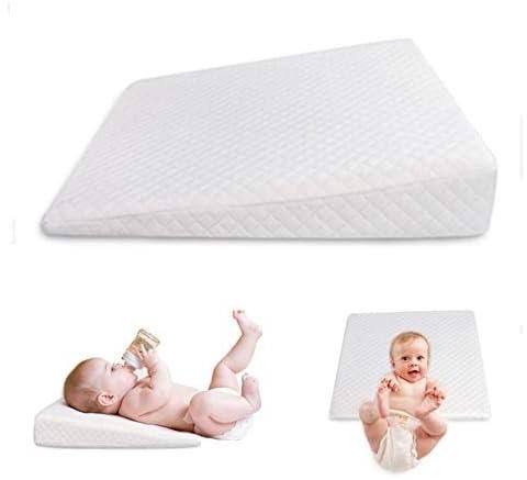 SYNL Newborn Baby Sleep Pillow Anti Baby Spit Milk Crib Sleeping Wedge Pillow Positioning Memory Foam Pillow Infant Breastfeeding Pillow(White)