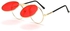 Double Lens Flip Up Lens Steampunk Vintage Retro Style Round Sunglasses - Red