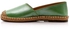 Mr Joe Trendy Leather Espadrilles With Straw Round Toe - Green & Beige