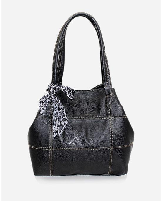 Tata Tio Leather Hand Bag - Black