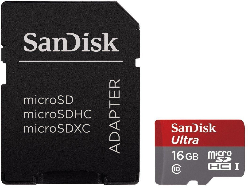 SanDisk Ultra 16GB, microSDHC, 48MB/s, Class 10, UHS-I Card + SD Adapter + Memory Zone Android App