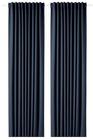 MAJGULL Block-out curtains, 1 pair, dark blue