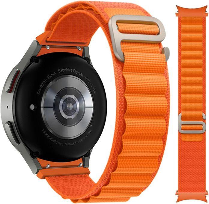 Tentech Nylon Watch Band For Samsung Galaxy Watch 6 / 5 / 4 Bands 40mm 44mm/Watch 5 Pro Band 45mm/Watch 4 / 6 Classic Bands 42mm 43mm 46mm 47mm, Alpine Loop Woven Sport Strap - Orange
