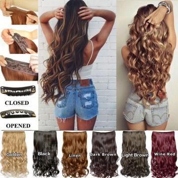 Curly Ash Blonde Full Head Hairpiece Clip In Hair Extensions The