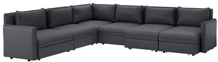 VALLENTUNA 6-seat corner sofa with bed, Hillared dark grey