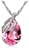 Water Drop Necklace for women stud with Pink Crystal