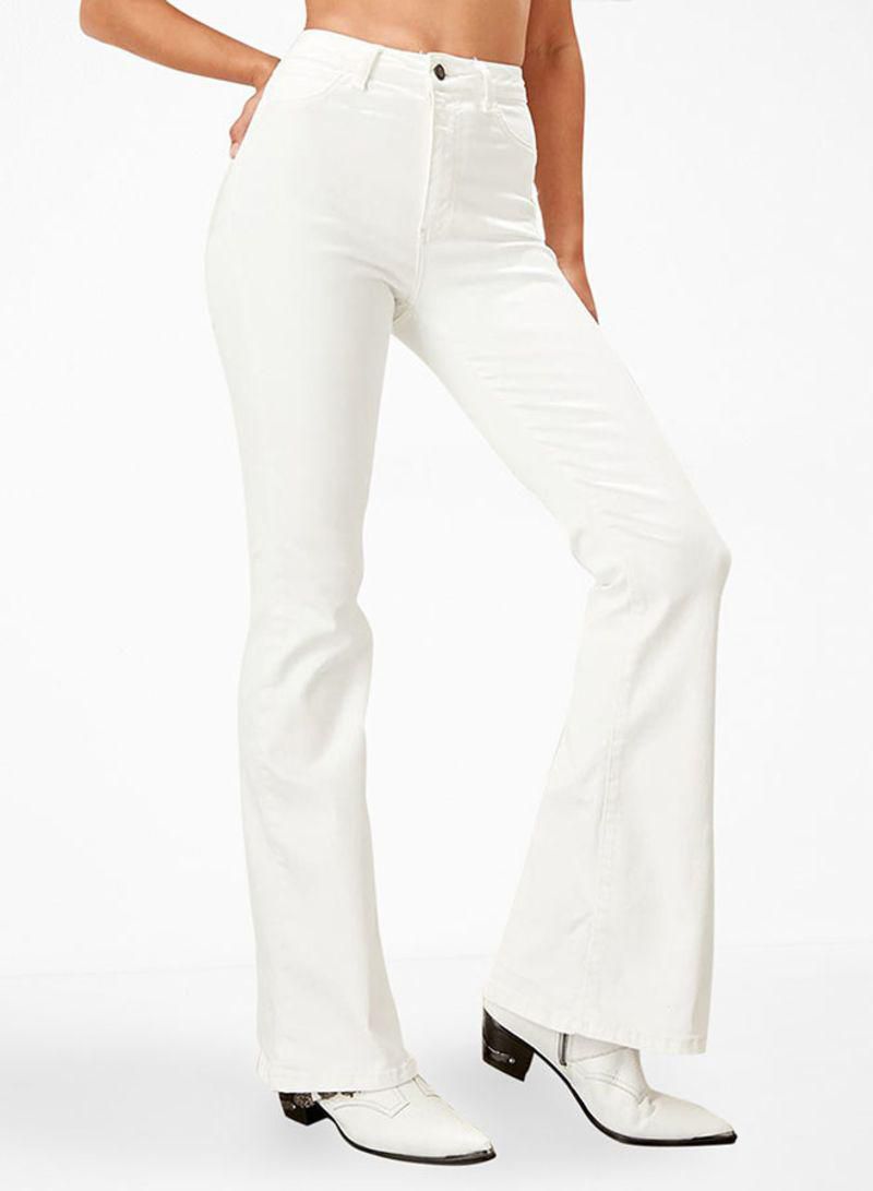 High Waist Fla Jeans White