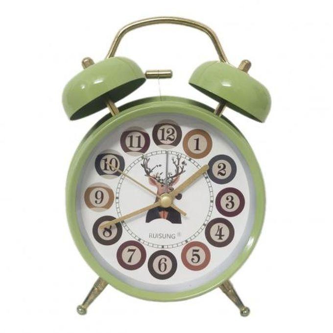 Bell Alarm Clock With Night Light -light Green