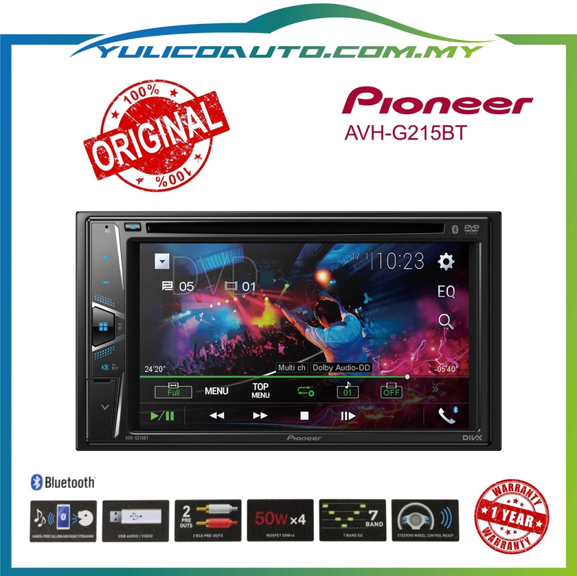 Pioneer Avh-G215bt Double Din Dvd Player 6.2" Touch Screen