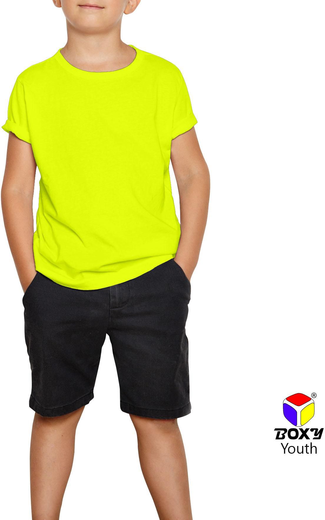 Boxy Youth Microfiber Round Neck T-shirt - 5 Sizes (Yellow)