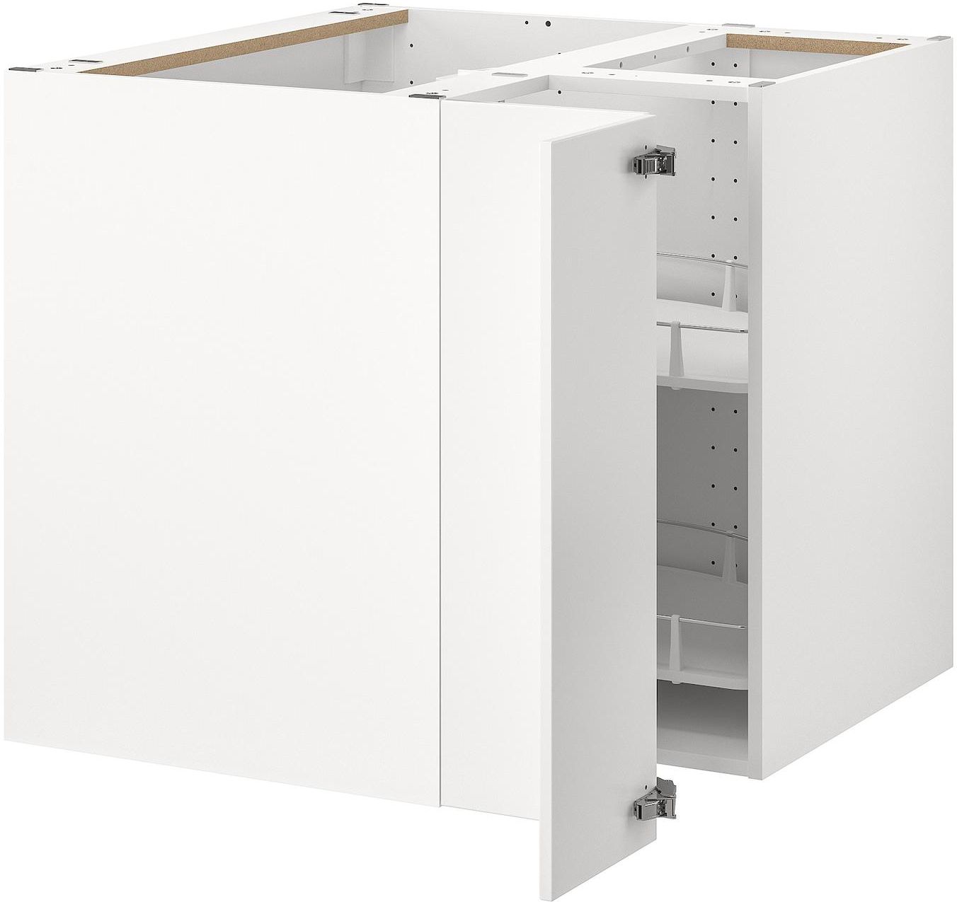 METOD Corner base cabinet with carousel - white/Veddinge white 88x88 cm
