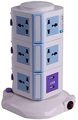ETROON Universal Vertical Power Socket Multi function Plug, 4 USB 3 m, Extension for all Electronics