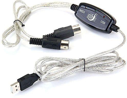 Generic W718 - USB2.0 To 2 X MIDI 5 Pin Male Cable With LED Indicator Light - White