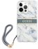 جيس جراب ظهر لهاتف أيفون 13 برو ماكس PU/TPU تصميم رخامي مع خطوط نايلون (6.7) - أزرق
