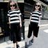 Girls Suit Black White Striped Palazzo Pants - 6 Sizes (As Picture)