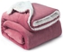 Reversible Soft Sherpa Bed Blanket Throw Blanket King Size Rouge Pink 220x240 cm