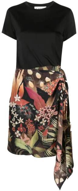 floral-print side-tie skirt