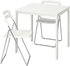 MELLTORP / NISSE طاولة و عدد 2 كرسي يطوى - أبيض/أبيض 75 سم