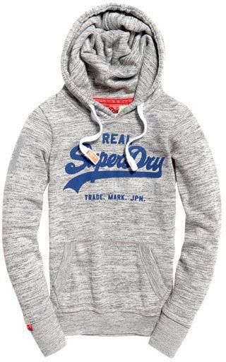 Super Dry Grey Mixed High Neck Hoodie & Sweatshirt For Women