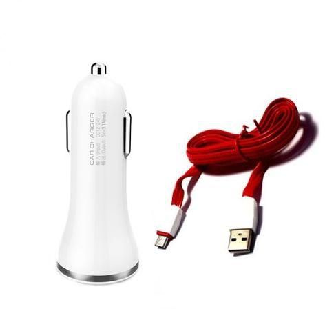 LDNIO DL-C28 USB Car Charger - 2 Ports + Micro USB Cable - White