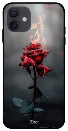 Rose Printed Case Cover -for Apple iPhone 12 Grey/Red/Green Grey/Red/Green